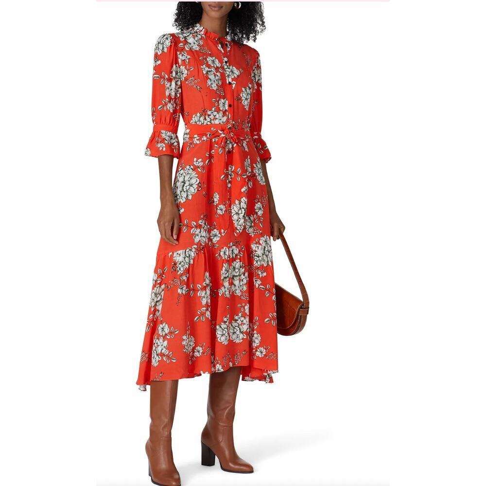 Marissa Webb Collective Red Floral Printed Shirtdress